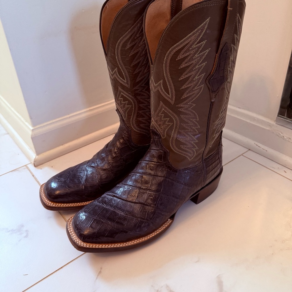 Lucchese Black & Loden Western Boots 10.5 EE in EUC
